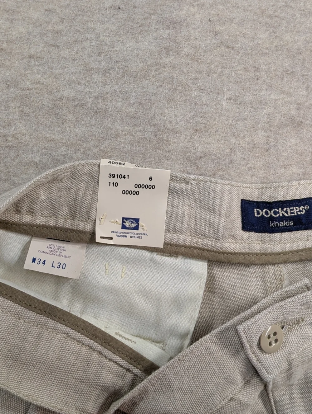 NEW* Dockers Linen & Cotton Light Cream Relaxed Fit Men's Pants Natural 34x30
